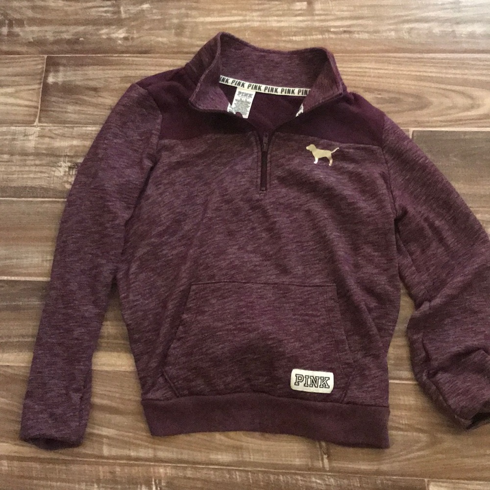 Pink -maron 3 quarter zip sweater